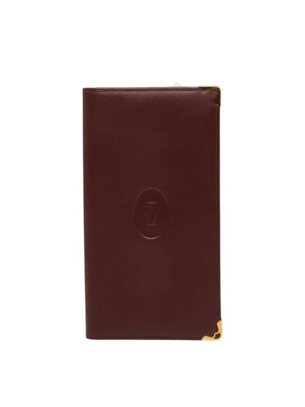Cartier Must Line Bifold Wallet Billfold Bordeaux Leather